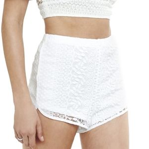 Dolphin Hem White Lace Shorts